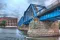 Picture of the blue bridge on a cloudy day Royalty Free Stock Photo