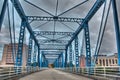 Picture of the blue bridge on a cloudy day