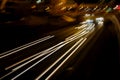 Blurry traffic lights on a highway Royalty Free Stock Photo