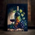 Picture within a picture, a bottle of wine glass and grapes Royalty Free Stock Photo
