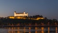 Picture of Bratislava capital city of Slovakia during evening from petrzalka shore Royalty Free Stock Photo