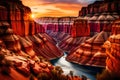 Picture a breathtaking summer evening in a vibrant canyon, where the setting sun bathes the landscape in warm hues Royalty Free Stock Photo