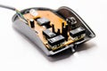 A picture of broken computer mouse on white background , Royalty Free Stock Photo