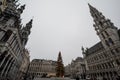 Grand Place Brussels Main Square taken in the early morning at the end of NYE celebrations. Royalty Free Stock Photo