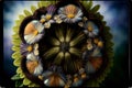 A Picture Of A Bunch Of Flowers Arranged In A Circle. Generative AI