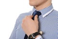 Picture of a business man adjusting his tie Royalty Free Stock Photo