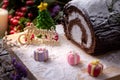 Picture of cakes with three blurred gift box for celebrate Christmas time