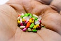 A picture of candy on hand ,