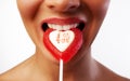 Picture of candy, lips and white teeth Royalty Free Stock Photo
