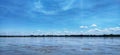 Magdalena river picture with its floodplain in the horizon in a blue sky day with some clouds