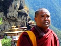 Monk on the way to Paro Taktsang of Bhutan