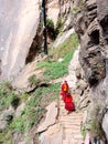 Monks on the way to Paro Taktsang of Bhutan