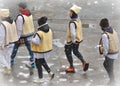 Romanian christmas carolers on the street.