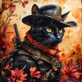 Picture a cat, dressed in a cowboy outfit, riding his horse to the infamous OK Corral. The cat is a skilled gunslinger,