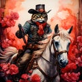 Picture a cat, dressed in a cowboy outfit, riding his horse to the infamous OK Corral. The cat is a skilled gunslinger,