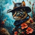 Picture a cat, dressed in a cowboy outfit, riding his horse to the infamous OK Corral. The cat is a skilled gunslinger,