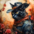 Picture a cat, dressed in a cowboy outfit, riding his horse to the infamous OK Corral. The cat is a skilled gunslinger,