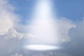 A picture of a celestial ray of light in the sky. Concept of religion and faith