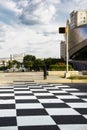 Checker board ground in the road at the Nascar Hall of Fame in Charlotte North Carolina Royalty Free Stock Photo