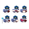 A picture of cheerful blue car gummy candy postman cartoon design concept