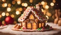 A picture of a cheerful gingerbread house decorated with icing and candy. Royalty Free Stock Photo