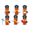 A picture of cheerful orange long candy package postman cartoon design concept