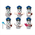 A picture of cheerful white long candy package postman cartoon design concept