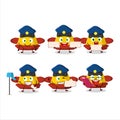 A picture of cheerful yellow chinese hat postman cartoon design concept