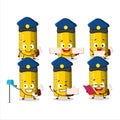 A picture of cheerful yellow ruler postman cartoon design concept