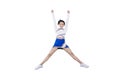 Cheerleader girl jumping in the studio