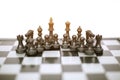 Picture of chess black pawns on the chess board game Royalty Free Stock Photo