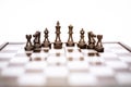 Picture of chess board game with black chess pawns Royalty Free Stock Photo