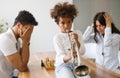 Picture of child making noise by playing trumpet Royalty Free Stock Photo