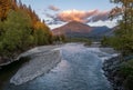 Chilliwack river and mountains in Chilliwack British Columbia Canada