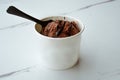 Picture Chocolate ice cream in a white cup