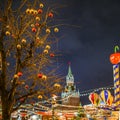 Picture of Christmas tree with golden and red balls Royalty Free Stock Photo