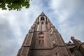 Sint pauluskerk church in Vaals, netherlands, seen from below with its clocktower. Also called saint paul church, it\'s the Royalty Free Stock Photo