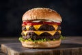 Picture Close up of mouthwatering burger, enticing fast food lovers