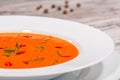 Picture of cold tasty tomato soup gazpacho with Royalty Free Stock Photo