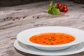 Picture of cold tasty tomato soup gazpacho with Royalty Free Stock Photo