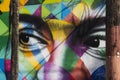 Colorful face painting on a wall at Wynwood Walls in Miami Florida