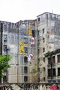 Picture of colorful street art graffiti in Sao Paulo buildings in Brazil on a cloudy day Royalty Free Stock Photo