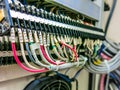 Picture of the connection of wires for each system, the operation of electronic appliances and the operation of industrial automat Royalty Free Stock Photo