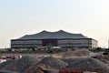 Picture of the construction site of one of the future stadium for Qatar 2022 football world cup, modernity and tradition