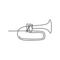 picture of a continuous line of trumpet musical instruments