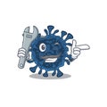 A picture of cool mechanic decacovirus cartoon character design