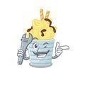 A picture of cool mechanic ice cream banana rolls cartoon character design