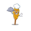 A picture of corn dog as a Chef serving food on tray Royalty Free Stock Photo