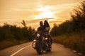 Picture with a couple of beautiful young bikers Royalty Free Stock Photo