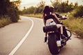 Picture with a couple of beautiful young bikers Royalty Free Stock Photo